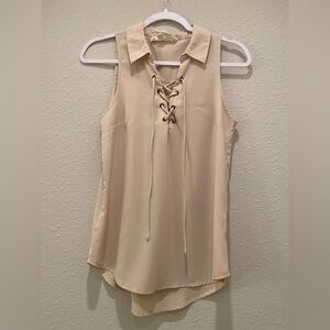 Hippie Rose Sleeveless Lace-Up Cream Top
